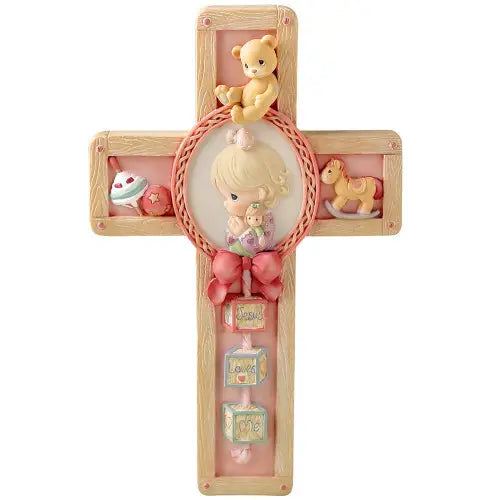 Precious Moments Girl Praying Doll Plaque Cross