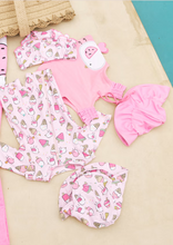 Mayoral Newborn Sun Protection Petal Swim Romper with Hat