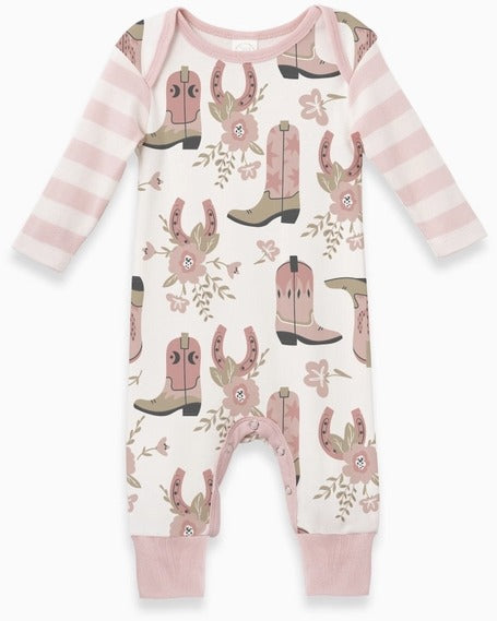 Baby Girl's Cowgirl Boots Bamboo Romper