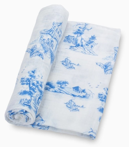 LollyBanks Chinoiserie Baby Swaddle Blanket