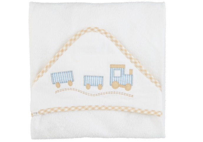 Mudpie Train Applique Hooded Towel