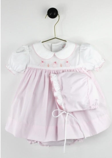 Petit Ami Embroidered Easter Bunny Dress