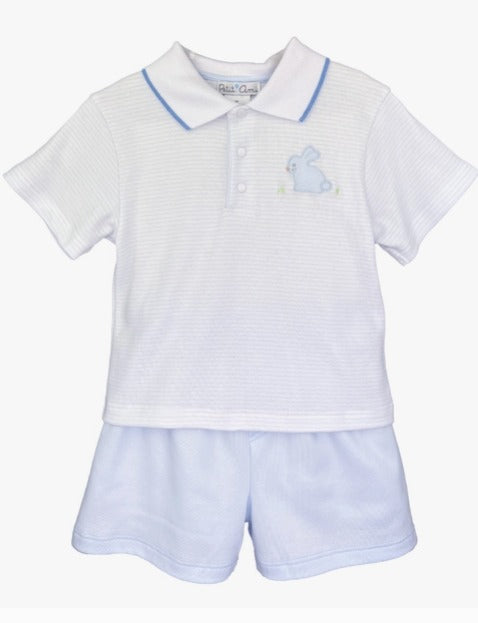 Petit Ami Knit Easter Bunny Polo Shirt & Short Set