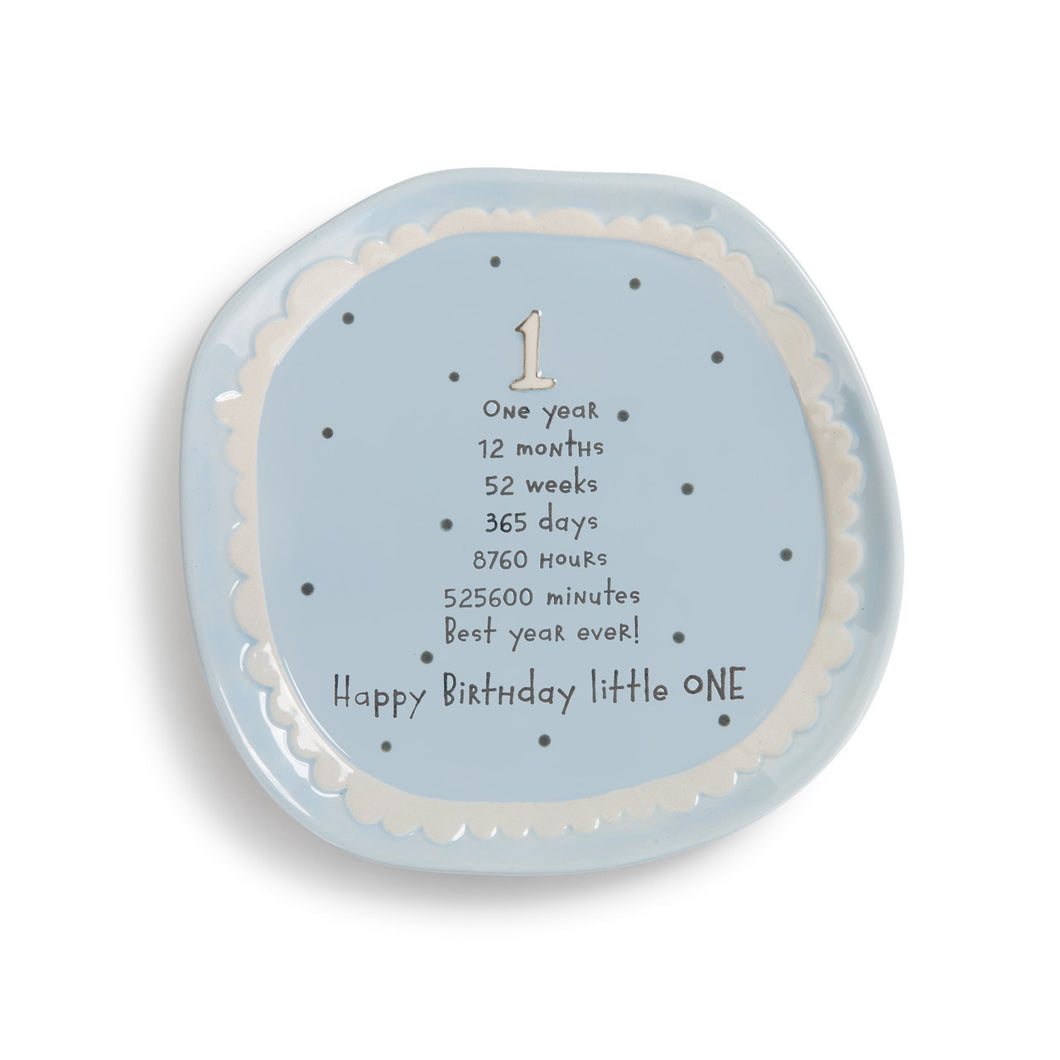 Demdaco- Blue Baby's 1st Birthday Cake Plate