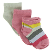 Kickee Pants Low Sock Set (Aloe, Strawberry & Biology Stripe - S Sock)