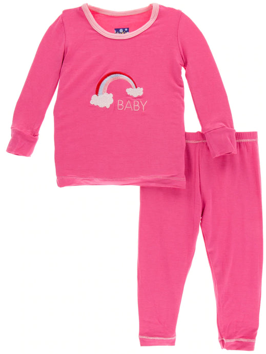 Kickee Pants Flamingo Rainbow Baby Long Sleeve Set
