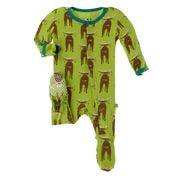 KICKEE PANTS PRINT FOOTIE WITH ZIPPER MEADOW BAD MOOSE