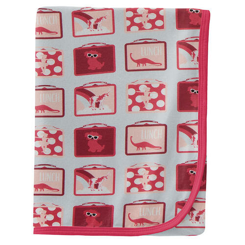 Kickee Pants Print Swaddling Blanket Illusion Blue Lunchboxes