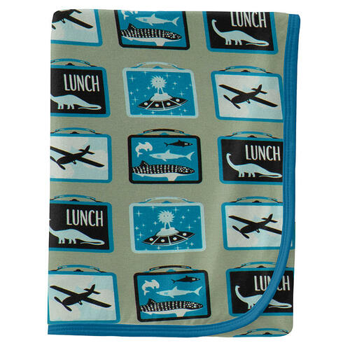 KICKEE PANTS PRINT SWADDLING BLANKET SILVER SAGE LUNCHBOXES