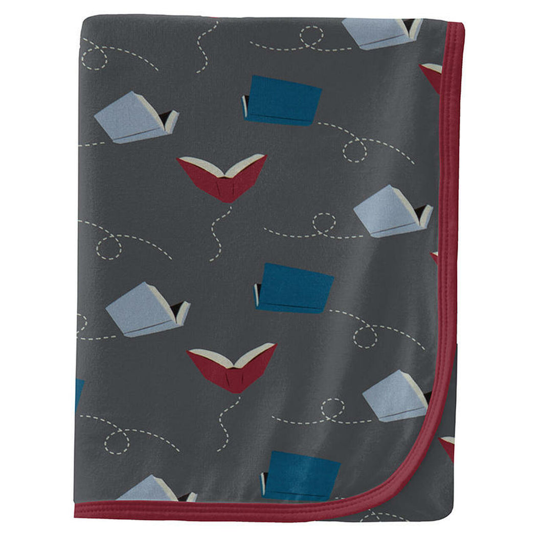 KICKEE PANTS PRINT SWADDLING BLANKET SLATE FLYING BOOKS