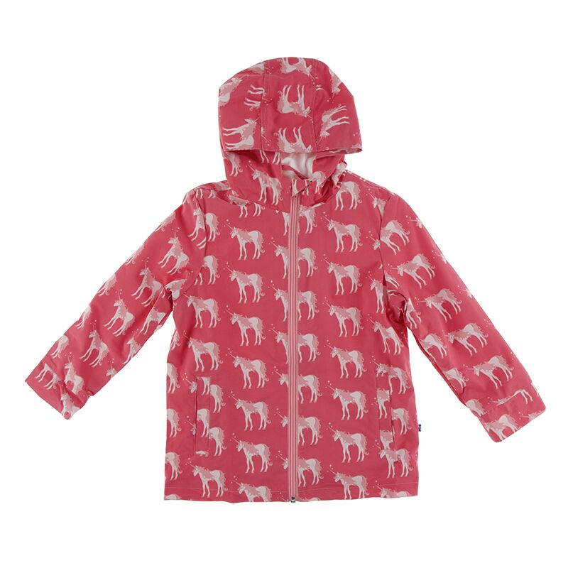 Kickee Pants Print Terry-Lined Raincoat (Red Ginger Unicorns)