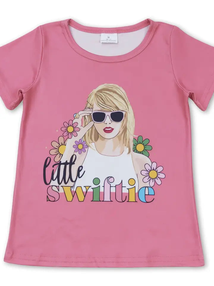 Short Sleeves Floral Swiftie Little Singer Girls Summer Shirt