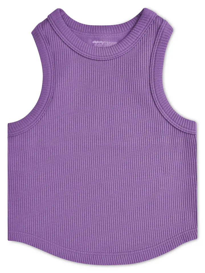 Iscream-Vivid Violet Cropped Ribbed Racerback Tank Top (M/L)