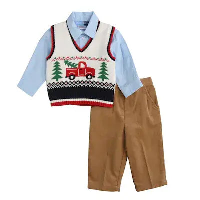 Good Lad Toddler Boy Three-Piece Christmas Sweater Vest Set