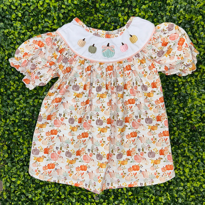 Pumkin Embroidery Girl Set