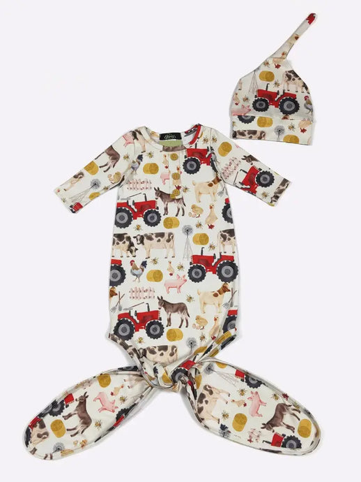 Clover Cottage Red Farm Baby Knotted Gown