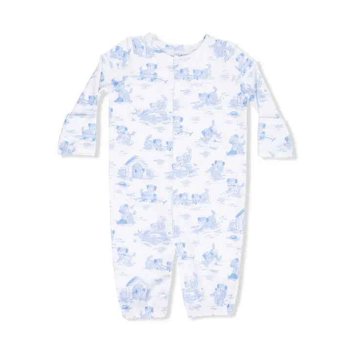 Angel Dear Puppy Toile Blue - Convertible Gown 0-3M
