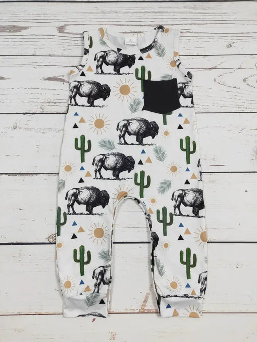 Cows Cactus Baby Boys Romper with Pocket