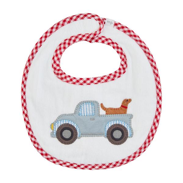 Mudpie Blue Truck Applique Terry Bib