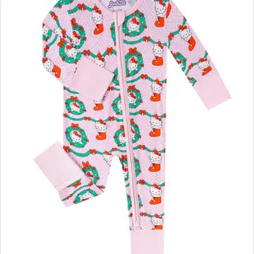 PoshTOT Sanrio Hello Kitty Holiday Wreaths Bamboo Baby Convertible Zippy Romper