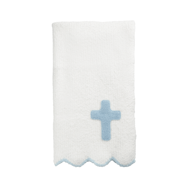 MUDPIE CHENILLE CROSS BLANKET BLUE OR PINK