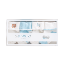 MUDPIE BLUE FOLDOVER SOCK BOX SET 0-6M