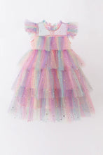 Abby & Evie Rainbow star tiered ruffle tulle dress