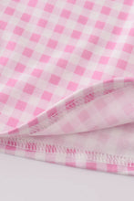 Abby & Evie Pink golf embroidery gingham dress