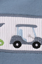 Abby & Evie Blue golf embroidery smocked set