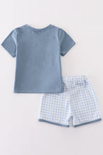 Abby & Evie Blue golf embroidery smocked set