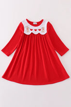 Abby & Evie Red valentine's day puppy embroidery dress