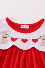 Abby & Evie Red valentine's day puppy embroidery dress