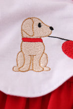 Abby & Evie Red valentine's day puppy embroidery dress