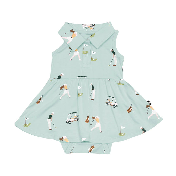 Kyte Baby Polo Bodysuit Dress in Golf