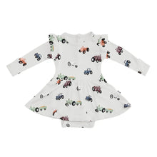 KYTE Baby Long Sleeve Twirl Bodysuit Dress in Tractor