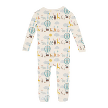 Kickee Pants Print Convertible Sleeper with Zipper in Natural Animal Parade