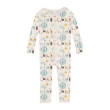 Kickee Pants Print Convertible Sleeper with Zipper in Natural Animal Parade