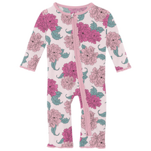Kickee Pants Print Muffin Ruffle Coverall with 2 Way Zipper in Shrinking Violet Peonies (18-24M)
