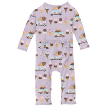 Kickee Pants Print Muffin Ruffle Coverall with 2 Way Zipper in Thistle Ice Cream Truck