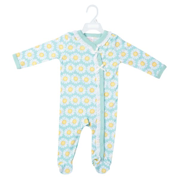 Funny Bunny Baby Sleep N Play with Daisy Print & Lace Trim