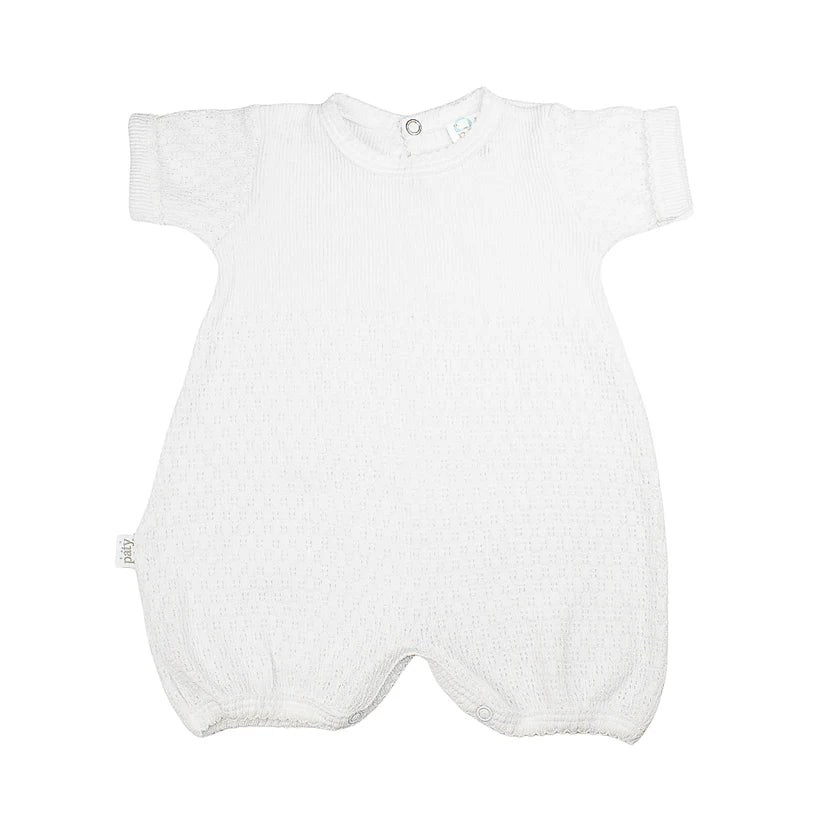 Paty Knit Straight Hem Bubble White w/ Yellow Trim