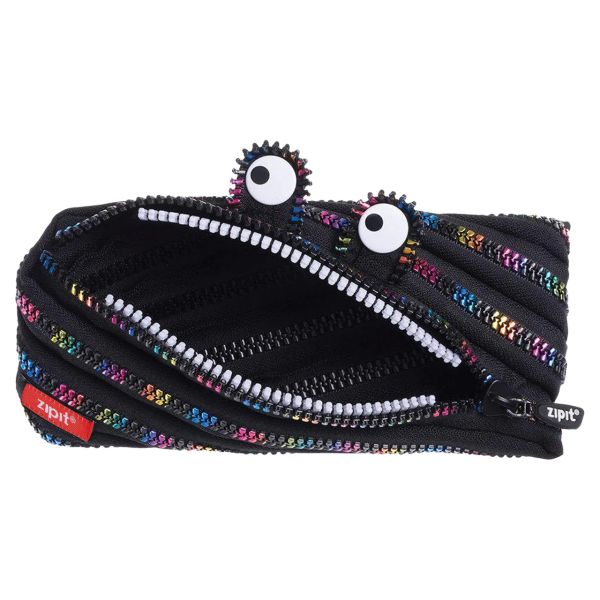 ZIPIT Monster Pencil Case - Black & Rainbow