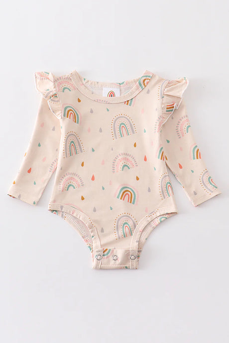 Abby & Evie Rainbow ruffle baby onesie