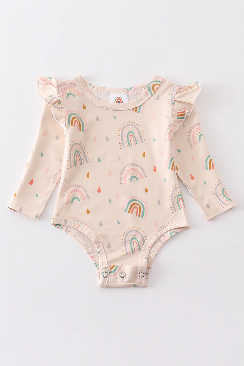 Abby & Evie Rainbow ruffle baby onesie