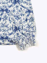 Clover Cottage Preppy Blue Bow Baby Romper (12-24M)