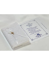 White Eyelet Baby Bible w/ Cross Gold or Silver