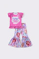 Purple music fan print ruffle girl set