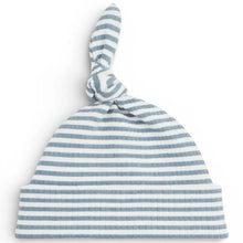 Dusty Blue Stripe / Ribbed Gown W/ Hat 0-3M