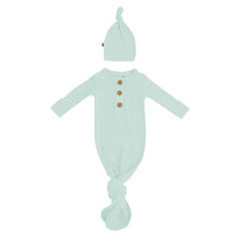 Kyte Baby Ribbed Knotted Gown with Hat Set in Sage - Newborn