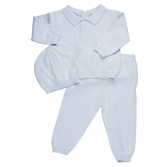 Baby Boy Cable Knit Two Piece with Hat NB